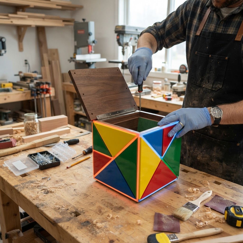 Neon-Accent Bauhaus Geometric Seed Cube — step 4