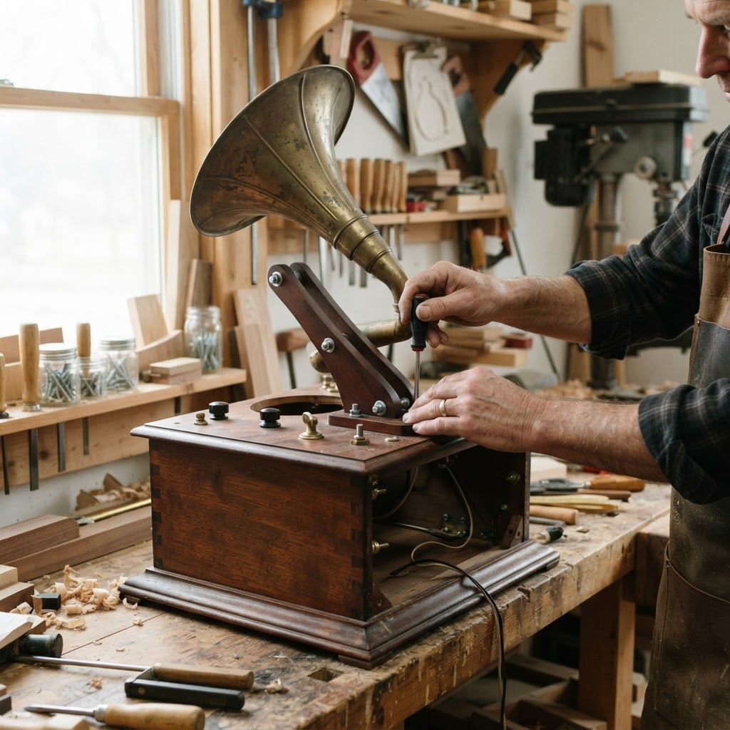 Vintage Phonograph Horn Seed Gramophone — step 2