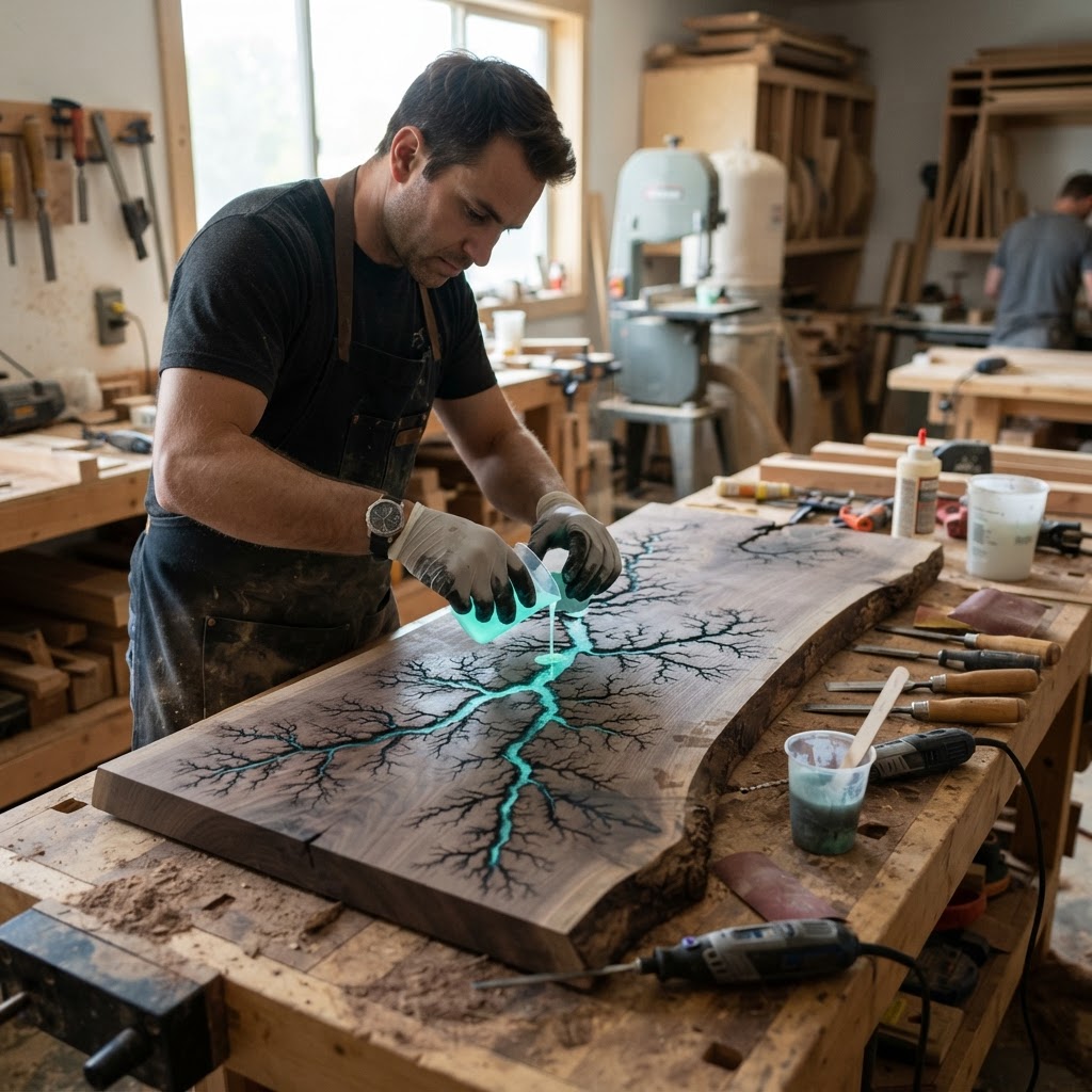 Bespoke Treetop Fractal-Fracture Resin Reading Nook — step 2