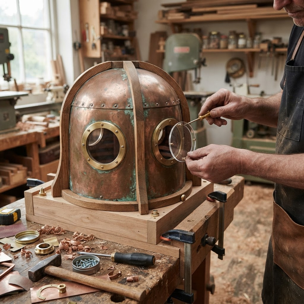 Vintage Patinated Copper Diving Bell Seed Chamber — step 2
