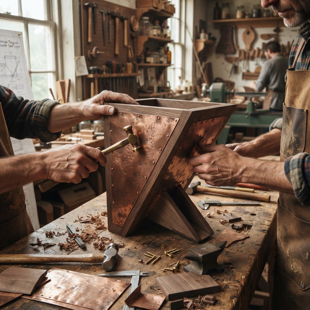 Vintage Patinated Copper Victorian Telegraph Sounder Seed Tapper — step 1