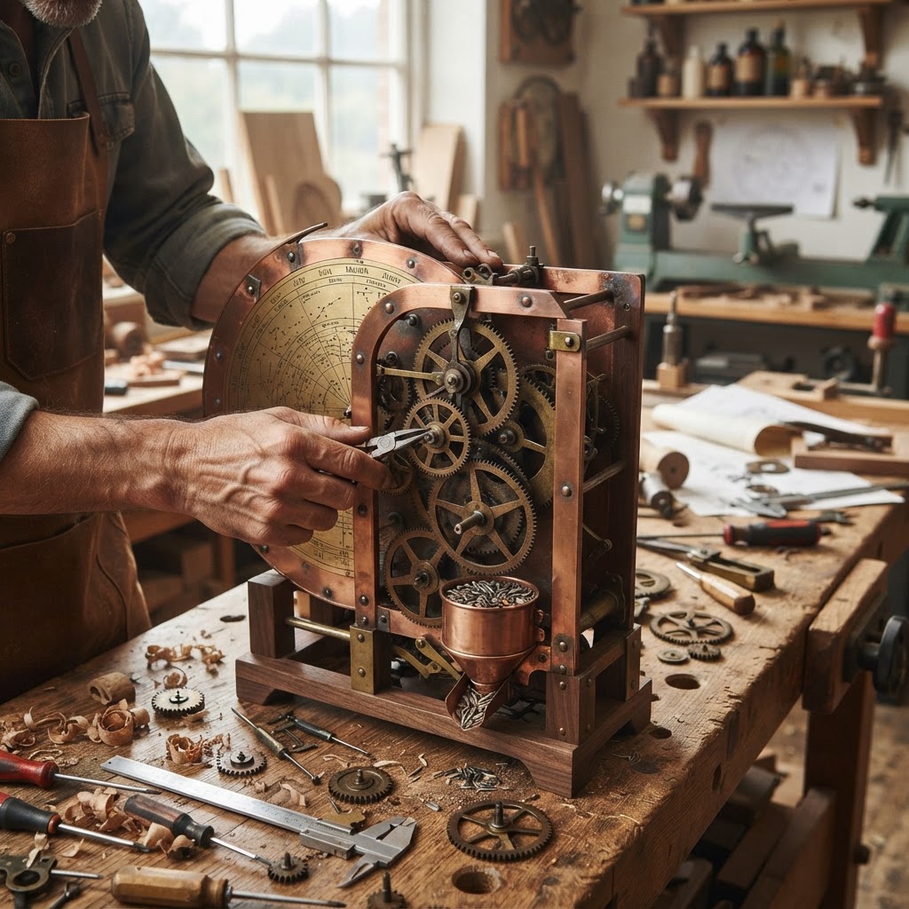 Vintage Patinated Copper Victorian Planisphere Seed Mapper — step 3
