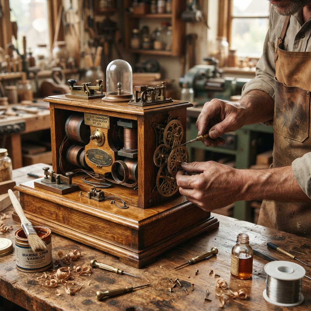 Vintage Patinated Copper Victorian Telegraphic Induction Seismograph Seed Tremor-Monitor — step 4
