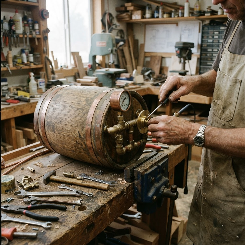 Vintage Patinated Copper Diving Suit Weighted Air Tank Seed Reservoir — step 2