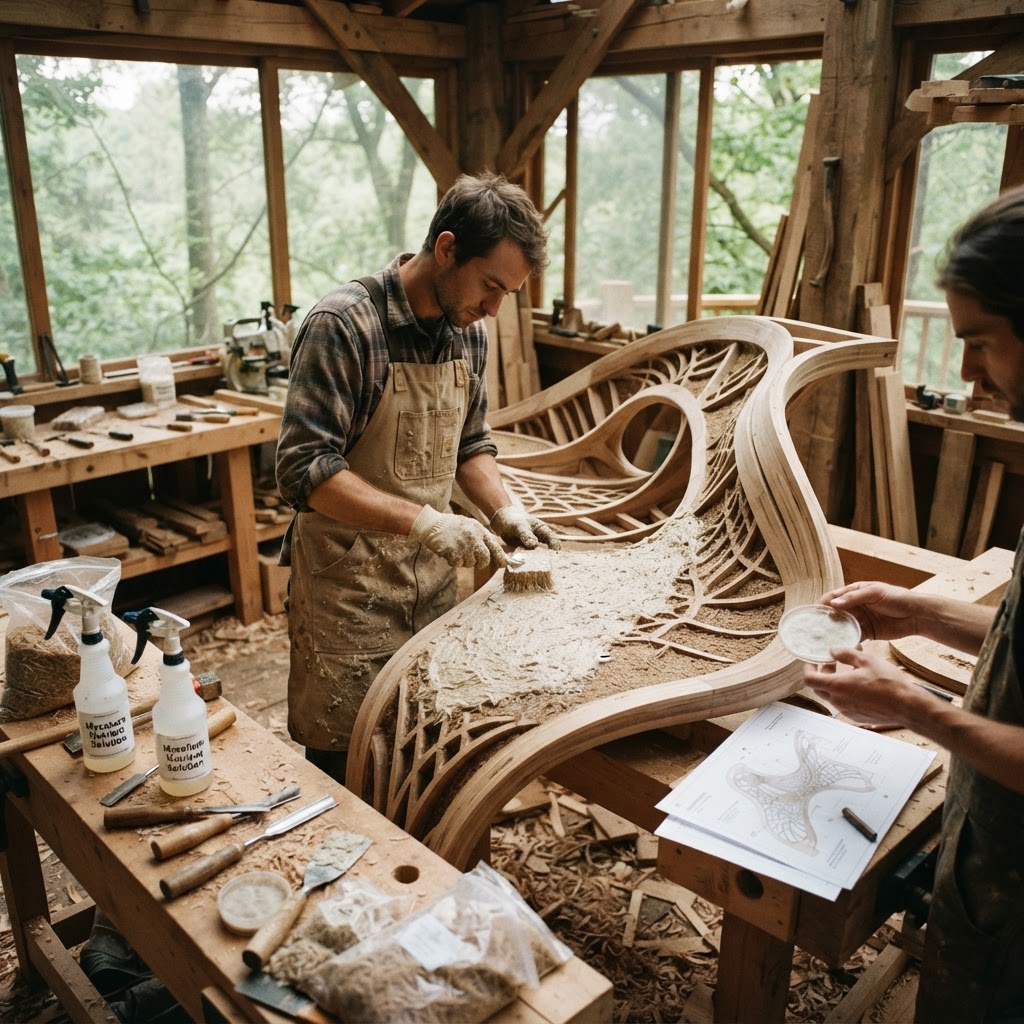 Bespoke Treetop Dendritic Mycelium-Infused Phyto-Kinetic Sap-Thermal Observatory Bench — step 3