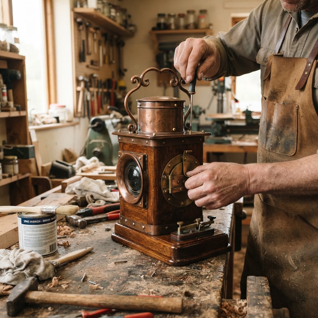 Vintage Patinated Copper Victorian Telegraphic Signal Lamp Seed Beacon — step 4