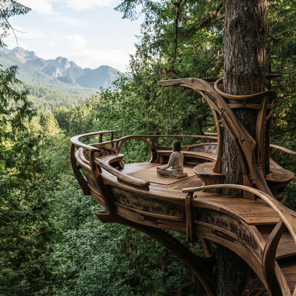 Bespoke Treetop Dendritic Mycelium-Infused Phyto-Entropic Sap-Flow Canopy Zenith-Oriented Meditation Plinth