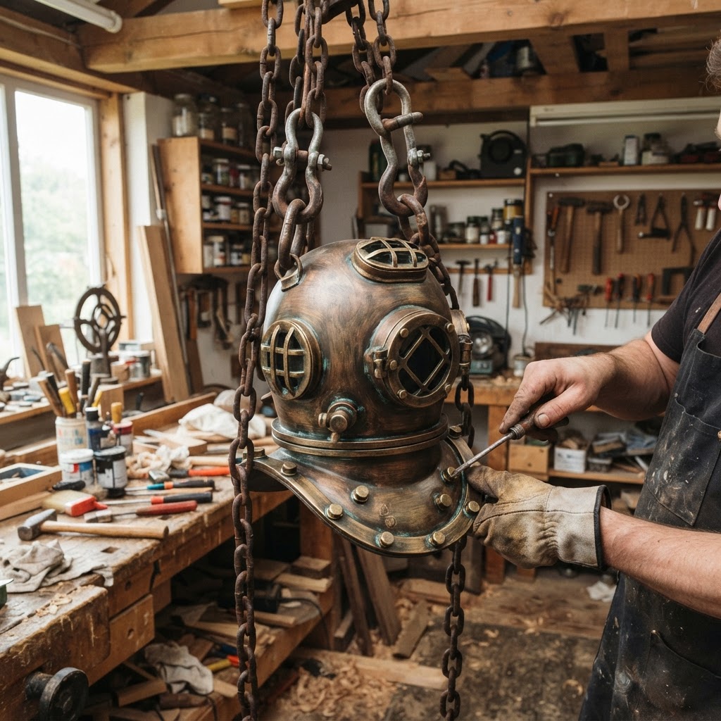Vintage Diver Helmet Deep Sea Seed Vessel — step 4