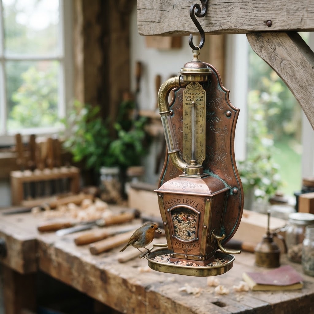 Vintage Patinated Copper Victorian Barometer Seed Pressure Gauge