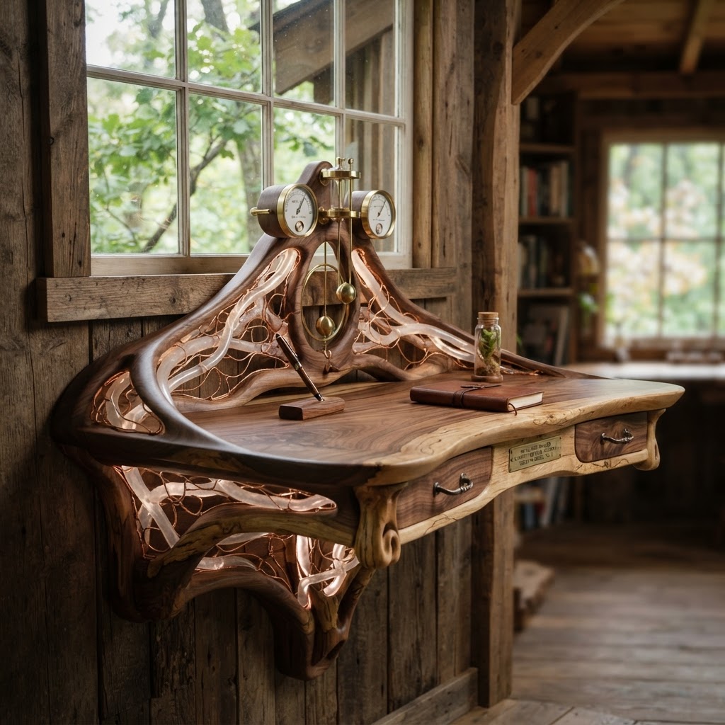 Bespoke Treetop Dendritic Mycelium-Infused Phyto-Osmotic Sap-Flow Canopy Gravity-Vane Writing Console