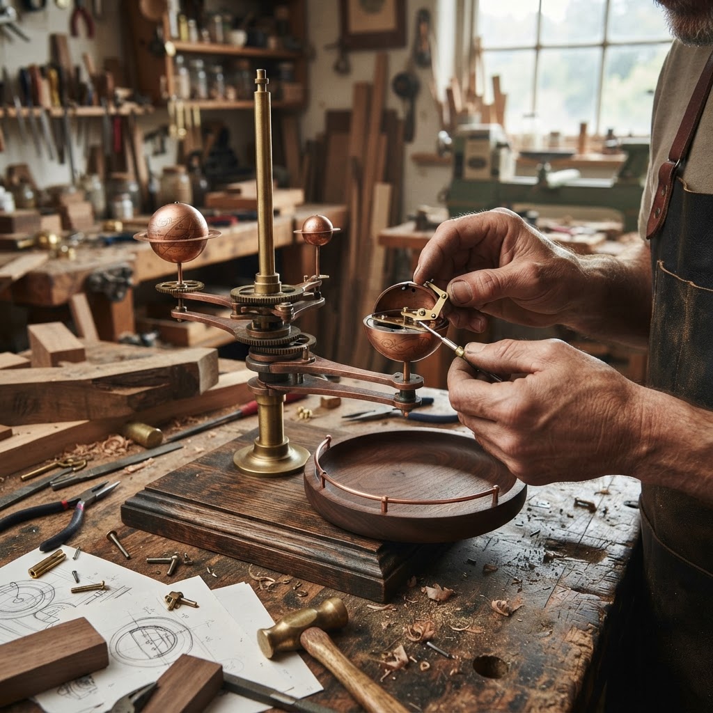 Vintage Patinated Copper Victorian Orrery Planetary Seed Feeder — step 3