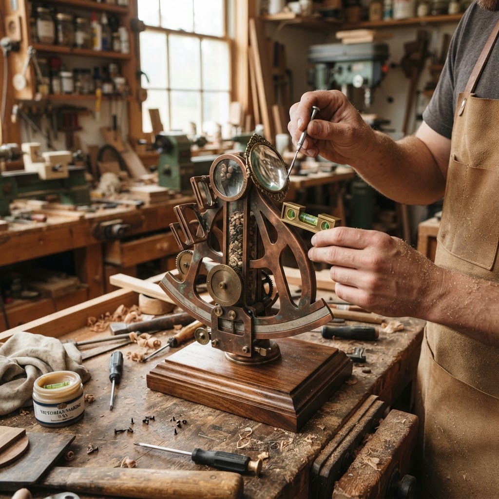 Vintage Patinated Copper Victorian Marine Sextant Seed Station — step 4