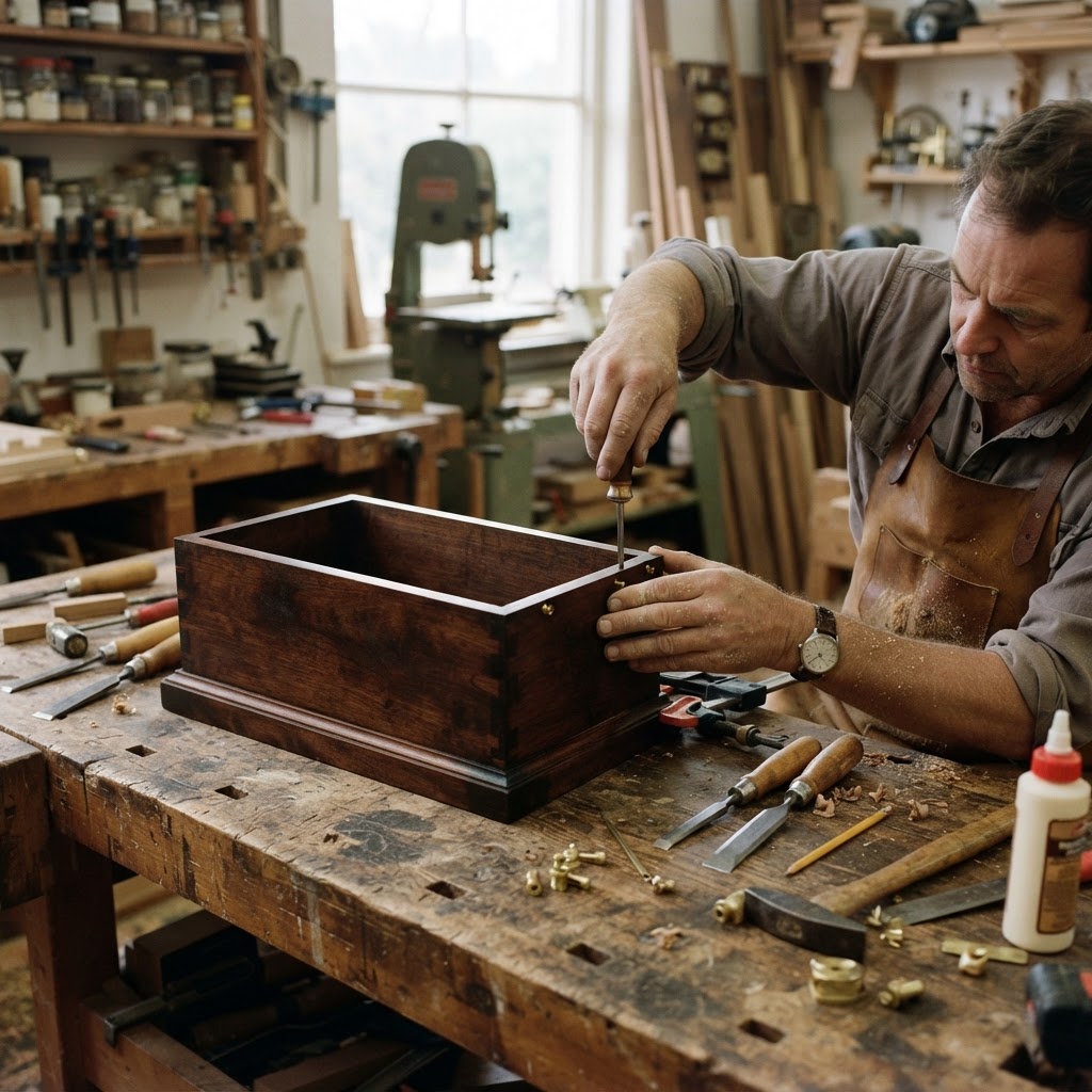 Vintage Patinated Copper Victorian Telegraphic Wheatstone Bridge Seed Resistance-Box — step 1