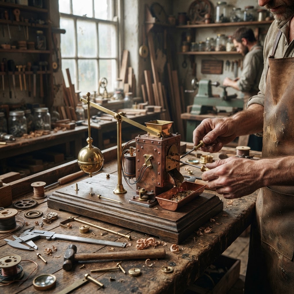 Vintage Patinated Copper Victorian Telegraphic Induction Seismograph Seed Tremor-Monitor — step 2