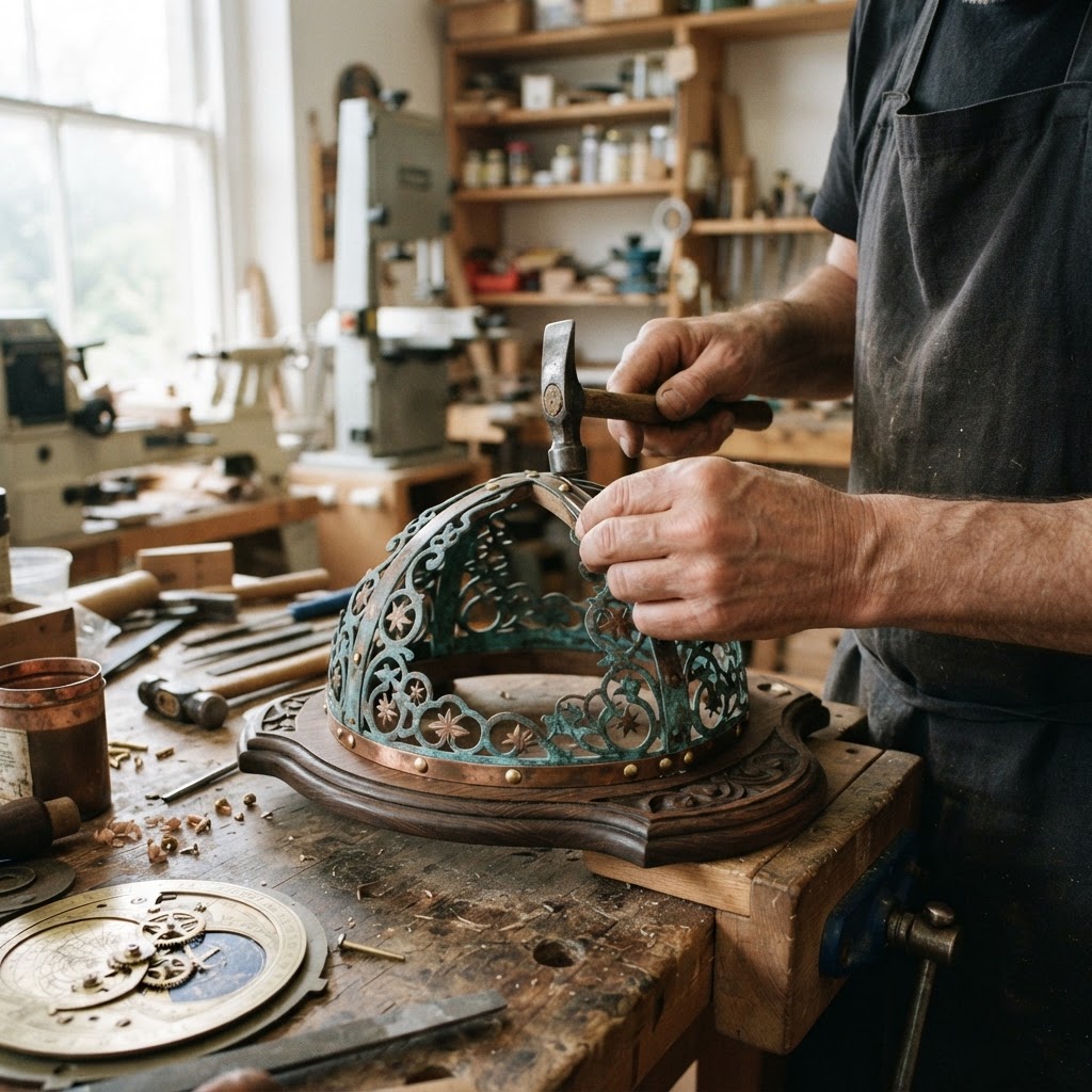 Vintage Patinated Copper Victorian Astrolabe Seed Celestial Mapper — step 2
