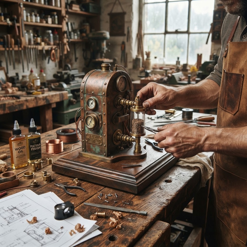 Vintage Patinated Copper Victorian Telegraphic Wheatstone-Bridge Seed Spectroscope — step 4