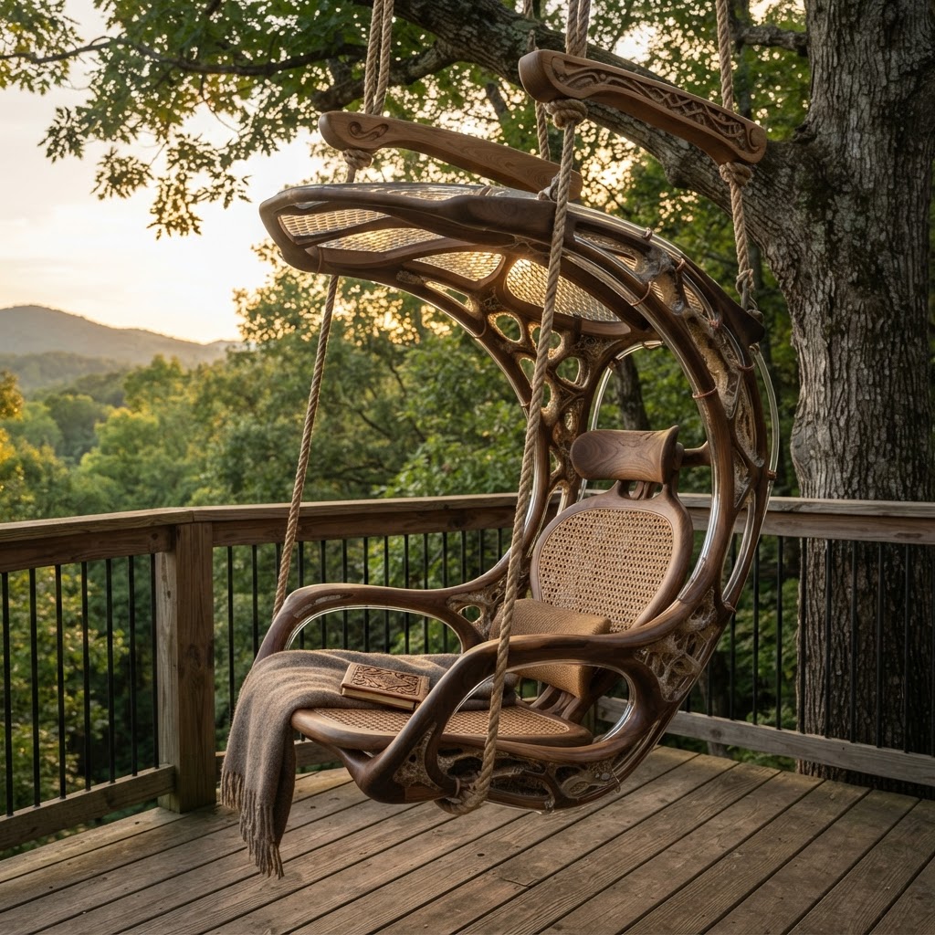 Bespoke Treetop Dendritic Mycelium-Infused Phyto-Diffractive Sap-Flow Canopy Heliotropic Observatory Chair
