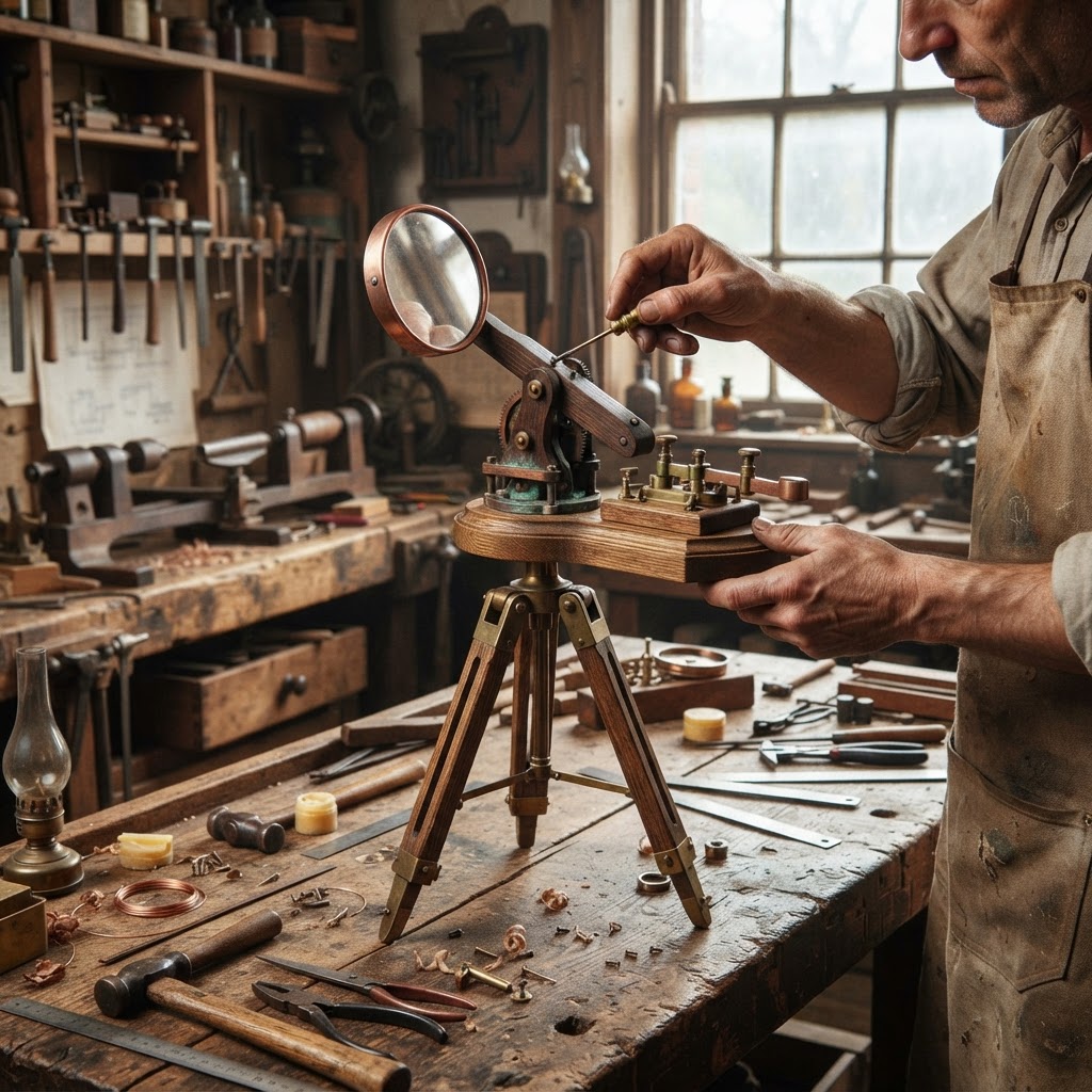 Vintage Patinated Copper Victorian Telegraphic Heliograph Seed Signaler — step 3
