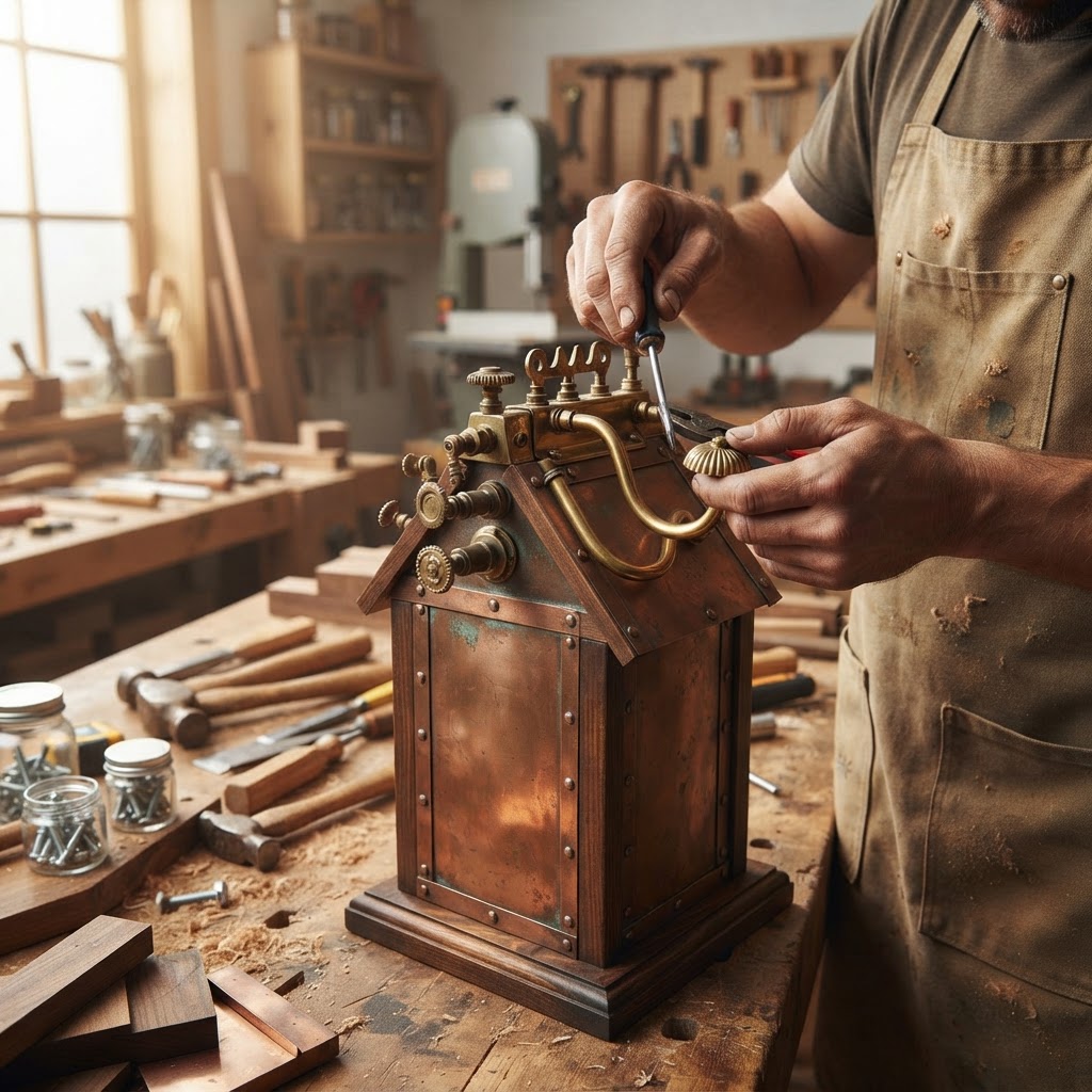 Vintage Patinated Copper Victorian Telegraphic Induction Coil Seed Transformer — step 3
