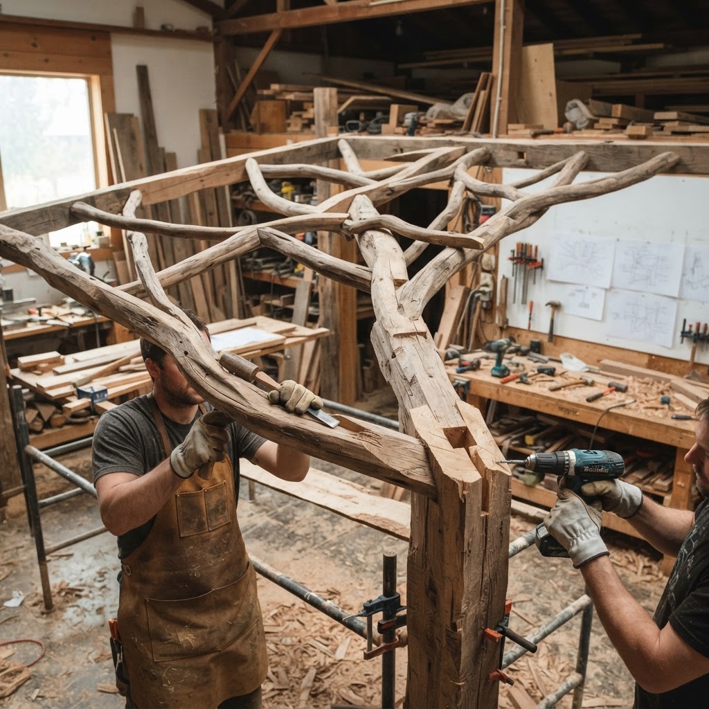 Bespoke Treetop Dendritic Mycelium-Infused Phyto-Thermal Sap-Condensation Sauna — step 1