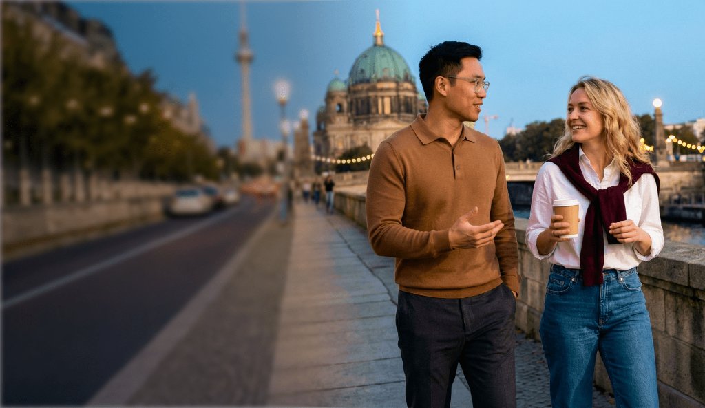 Students conversing in Berlin