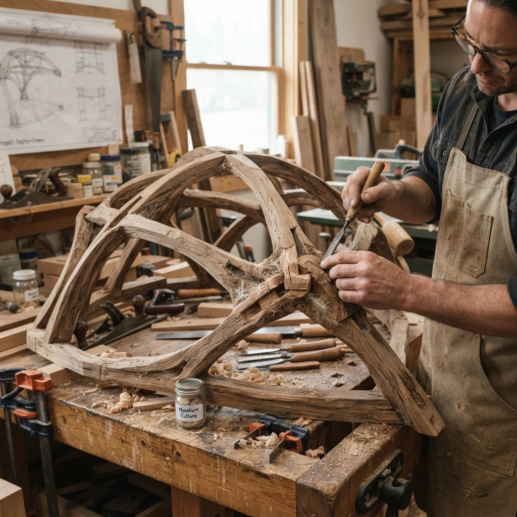 Bespoke Treetop Dendritic Mycelium-Infused Phyto-Galvanic Sap-Flow Canopy Zephyr-Orrery Writing Bureau — step 1