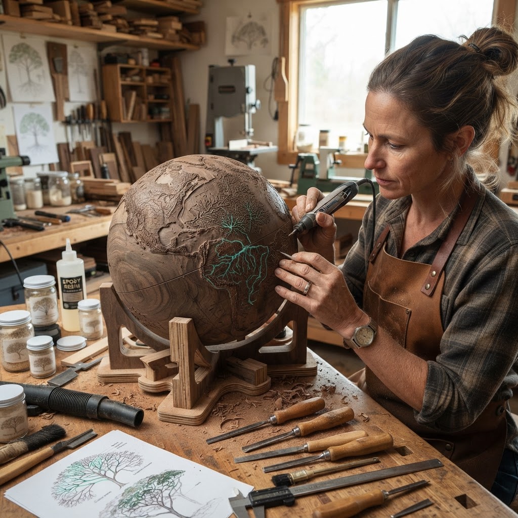 Bespoke Treetop Dendritic Mycelium-Infused Phyto-Kinetic Canopy Sap-Flow Cartography Globe — step 2