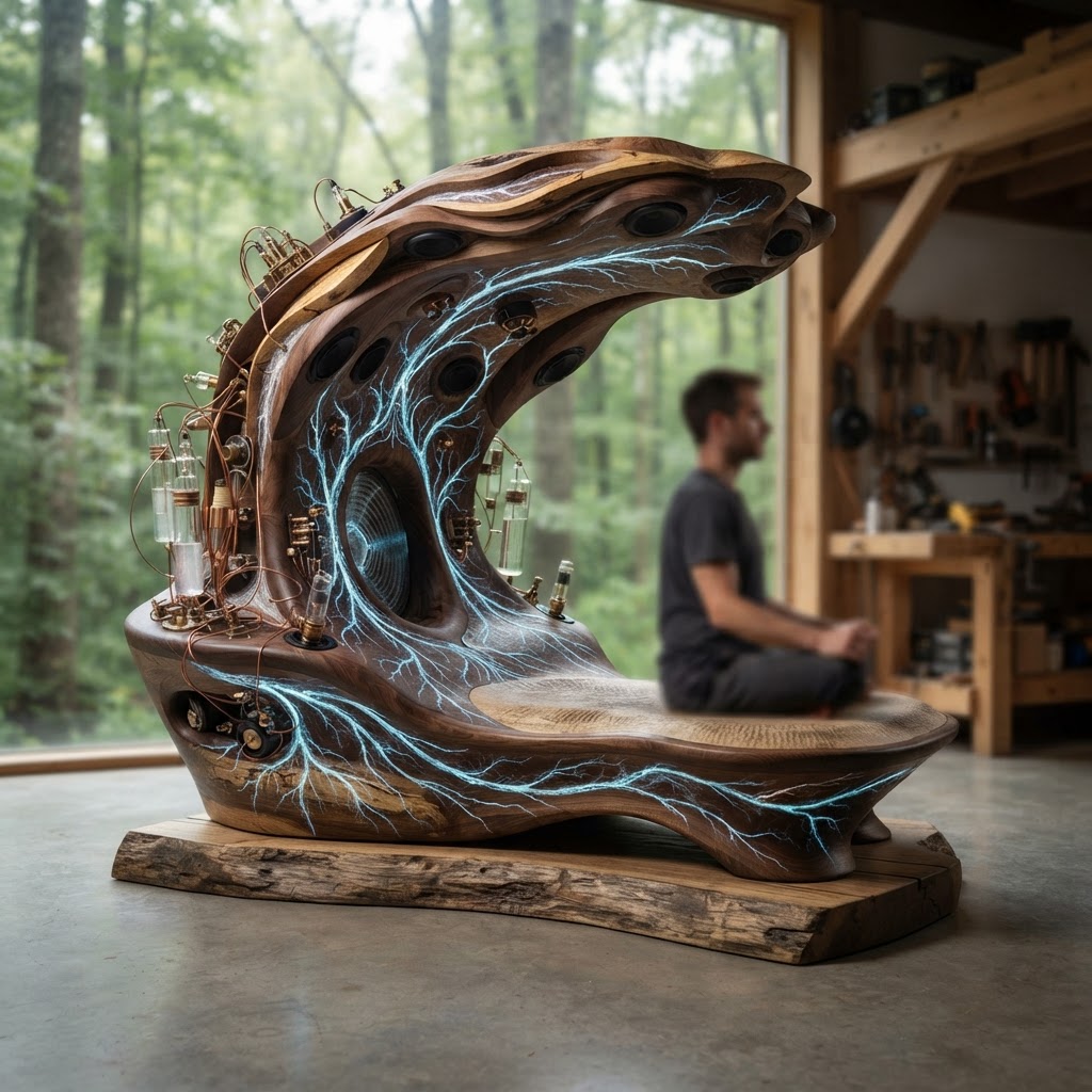 Bespoke Treetop Dendritic Mycelium-Infused Phyto-Acoustic Sap-Flow Canopy Echo-Mapping Meditation Plinth