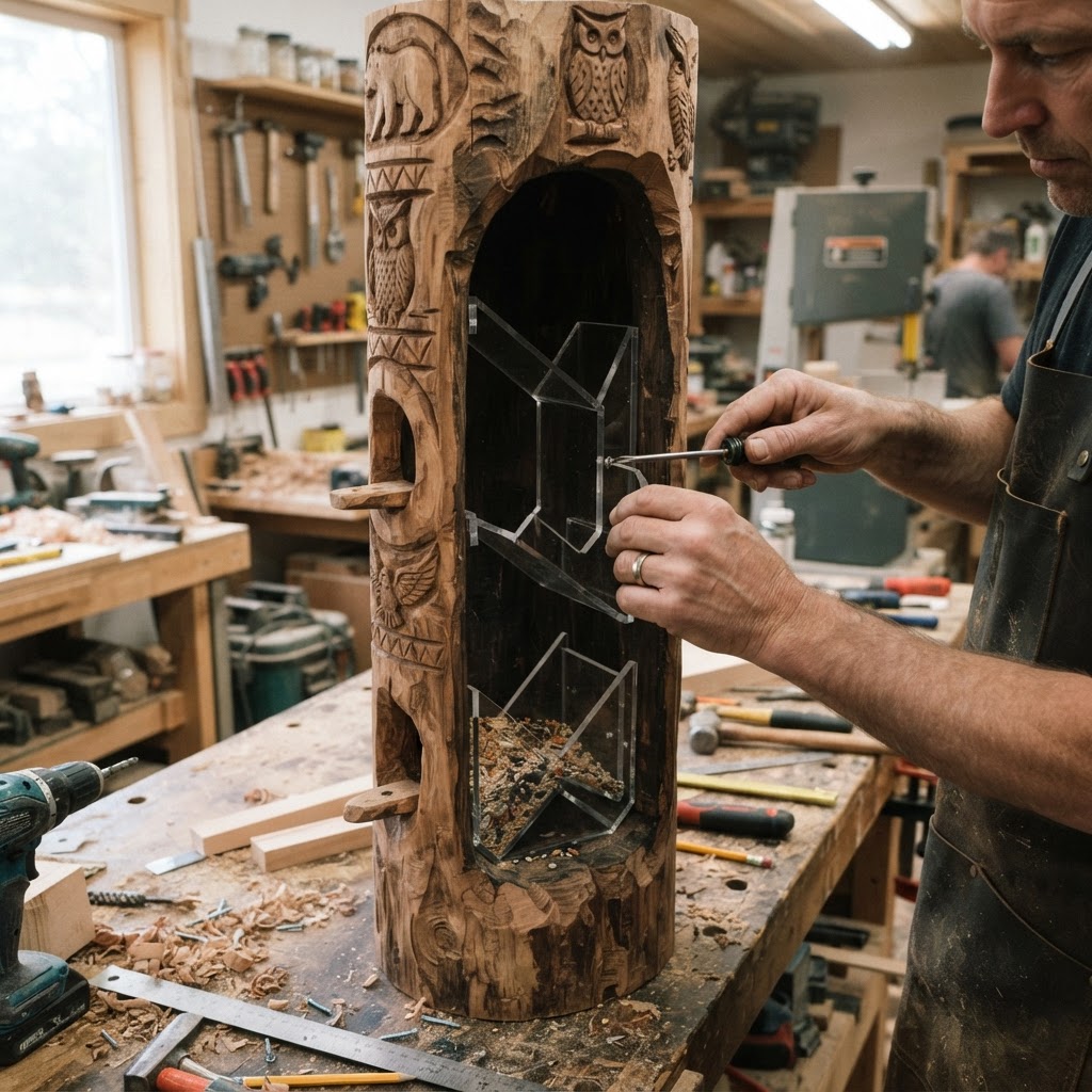 Enchanted Hollow Log Totem Pole Feeder — step 3