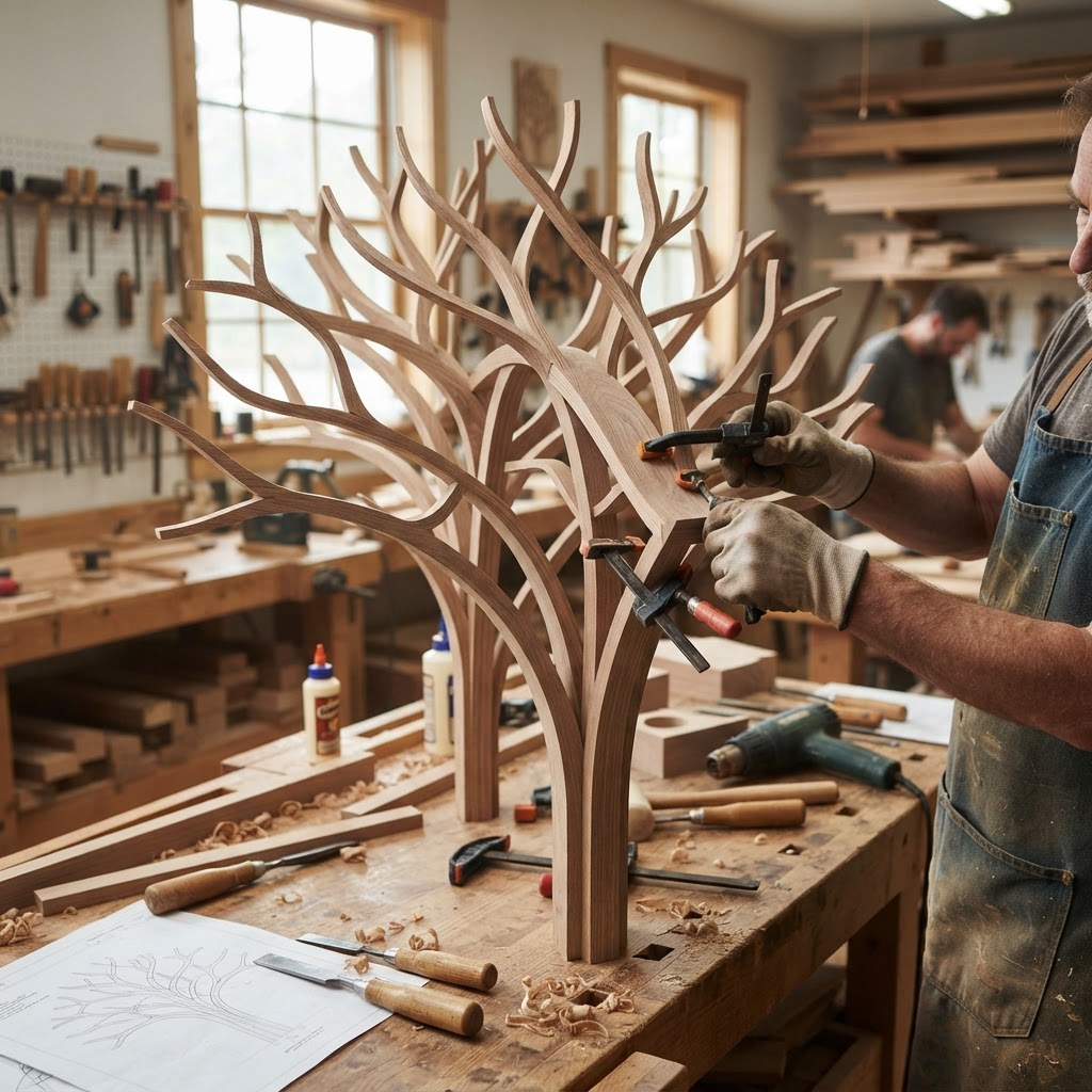 Bespoke Treetop Dendritic Mycelium-Infused Phyto-Synchronous Sap-Flow Lantern — step 1