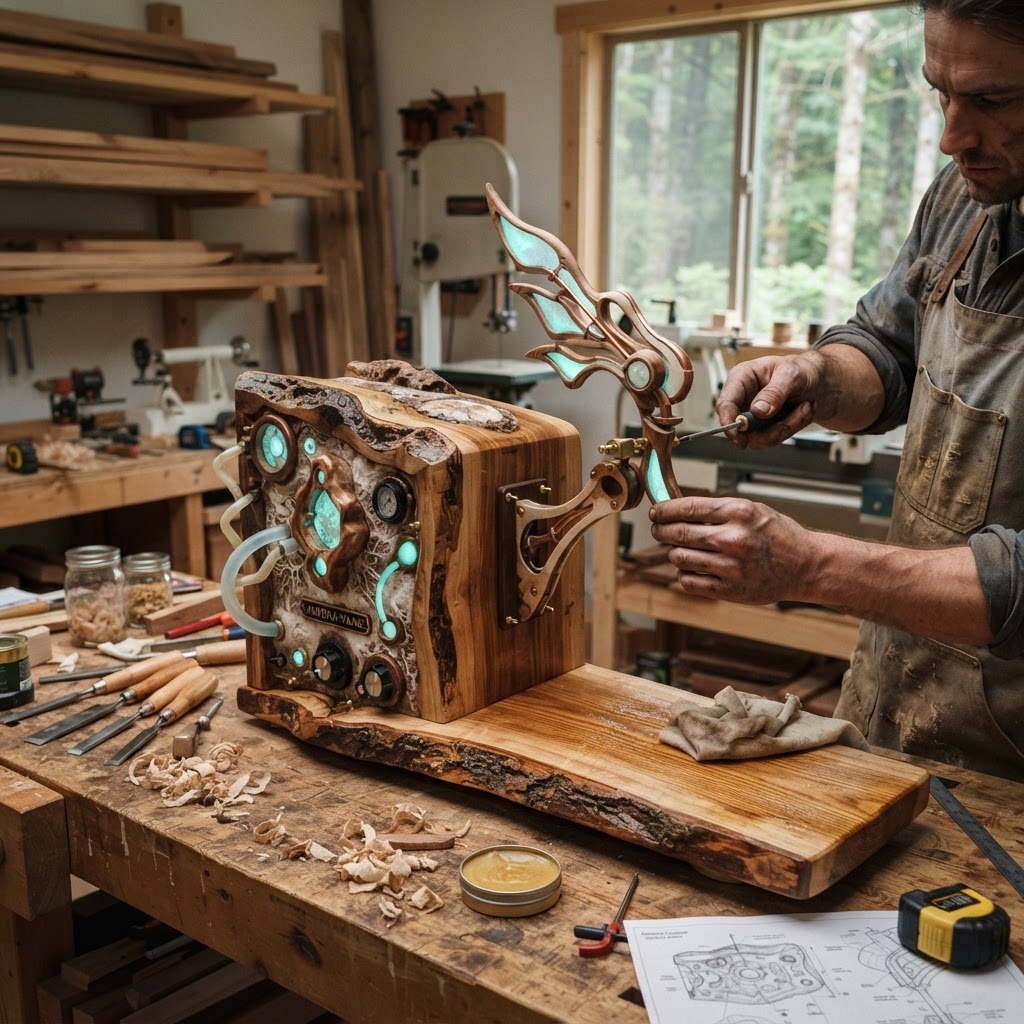 Bespoke Treetop Dendritic Mycelium-Infused Phyto-Luminous Sap-Flow Canopy Aurora-Vane Console — step 4
