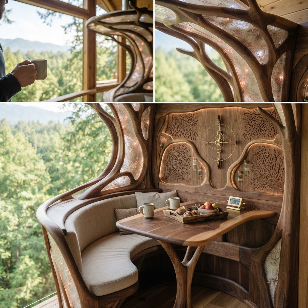 Bespoke Treetop Dendritic Mycelium-Infused Phyto-Electrolytic Sap-Flow Canopy Aurora-Vane Breakfast Nook