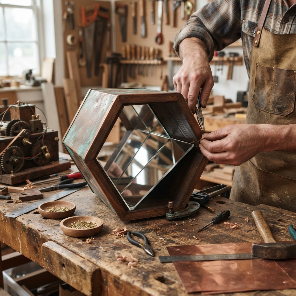 Vintage Patinated Copper Victorian Telegraphic Kaleidoscope Seed Pattern-Generator — step 2