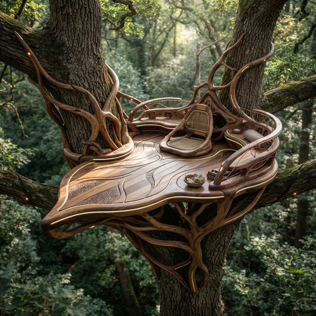 Bespoke Treetop Dendritic Mycelium-Infused Phyto-Thermal Sap-Flow Canopy Zenith-Harmonic Meditation Plinth