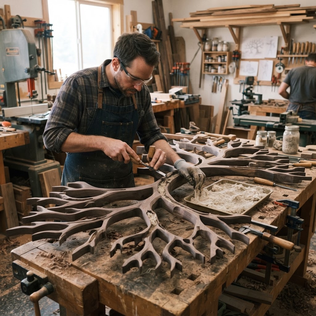 Bespoke Treetop Dendritic Mycelium-Infused Phyto-Kinetic Sap-Pulse Canopy Starlight-Orrery Reading Console — step 1