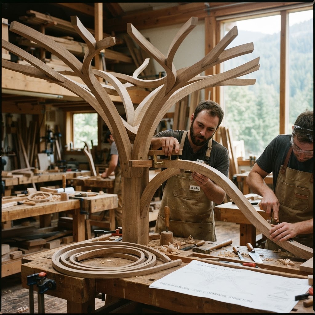 Bespoke Treetop Dendritic Mycelium-Infused Phyto-Kinetic Solar-Tracking Sundial — step 1