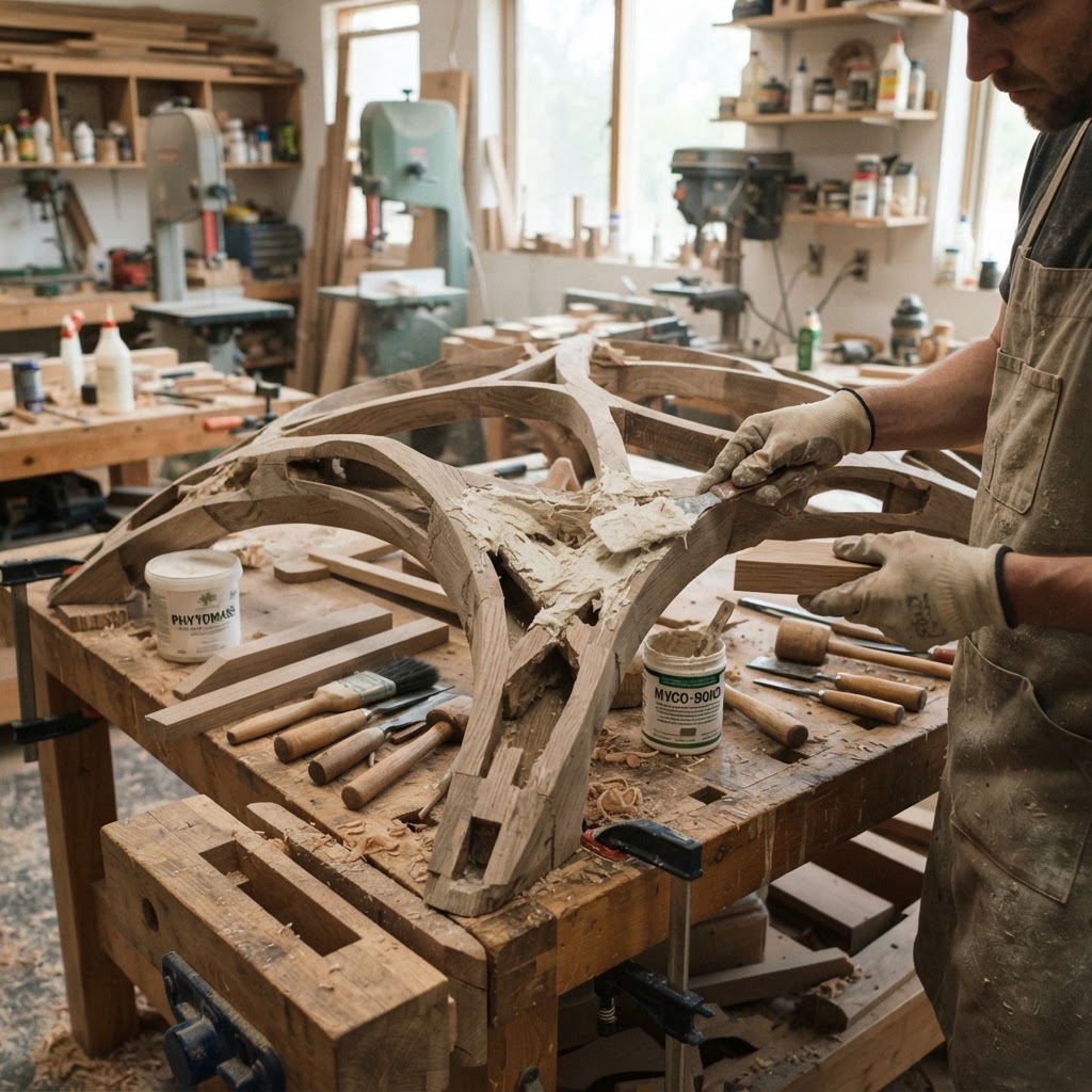 Bespoke Treetop Dendritic Mycelium-Infused Phyto-Baric Sap-Flow Canopy Wind-Vibration Sound-Scraper Console — step 1