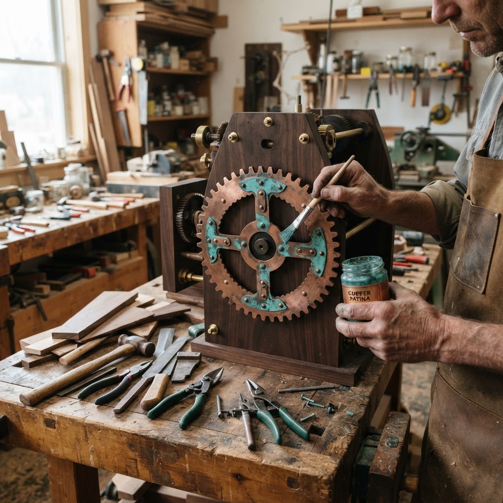Vintage Patinated Copper Industrial Gear Seed Turbine — step 3