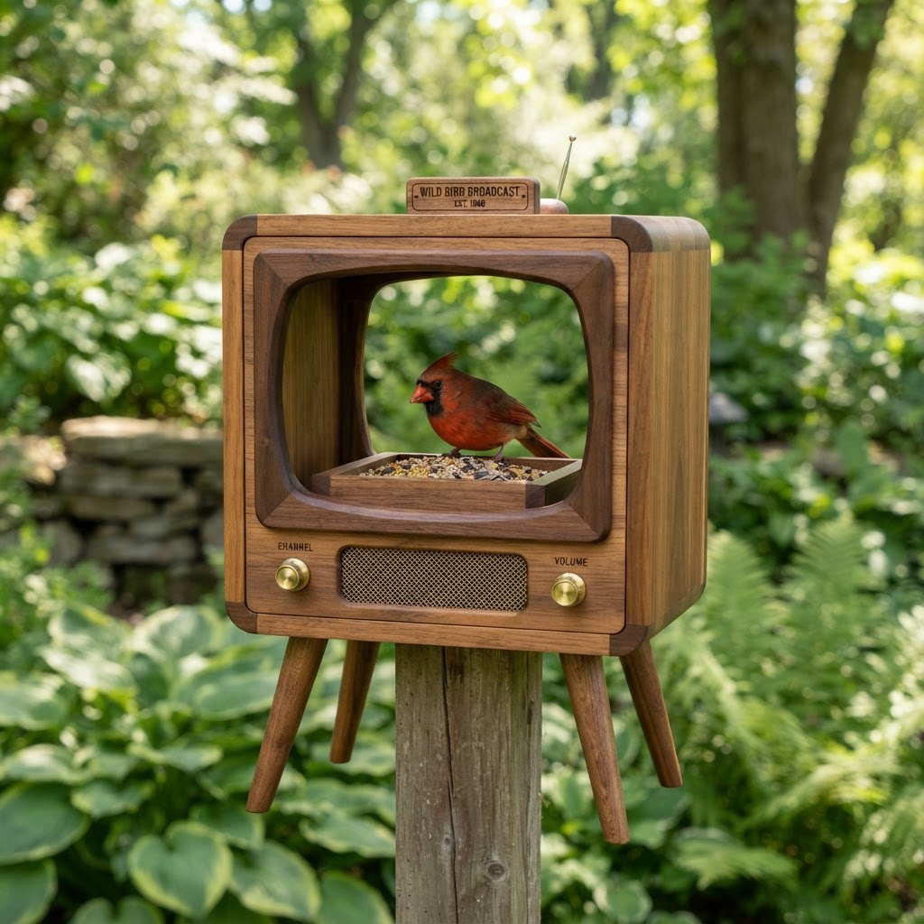 Retro Television Screen Bird Feeder