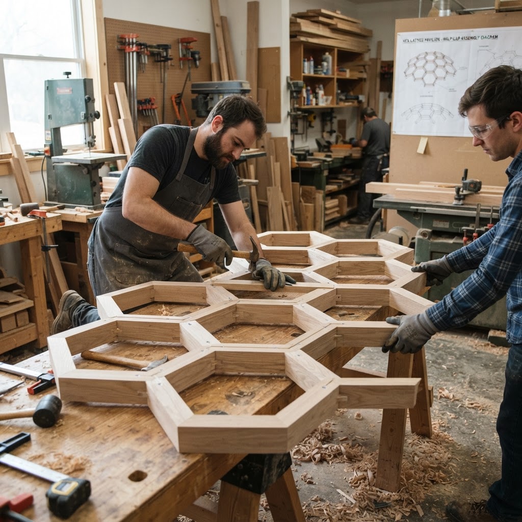 Prismatic Hex-Lattice Treetop Aurora Pavilion — step 1