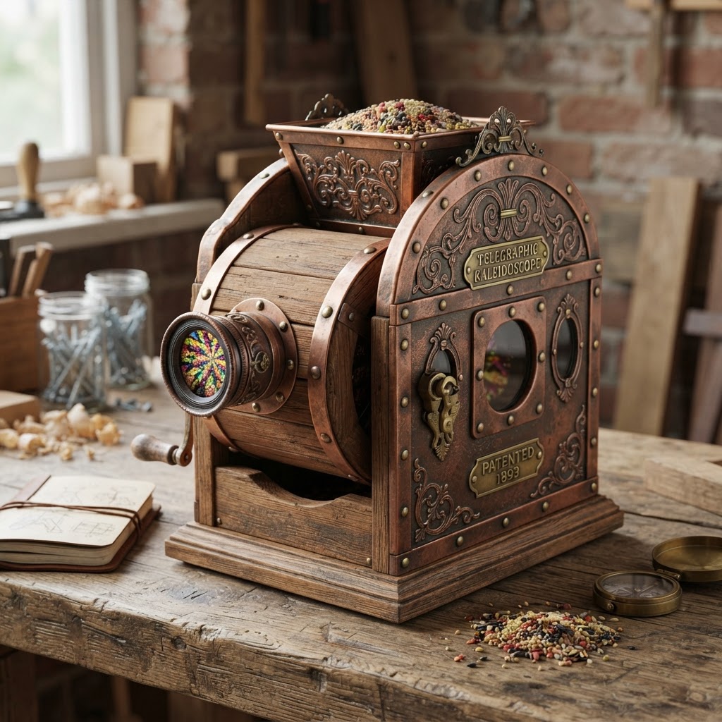 Vintage Patinated Copper Victorian Telegraphic Kaleidoscope Seed Pattern-Generator
