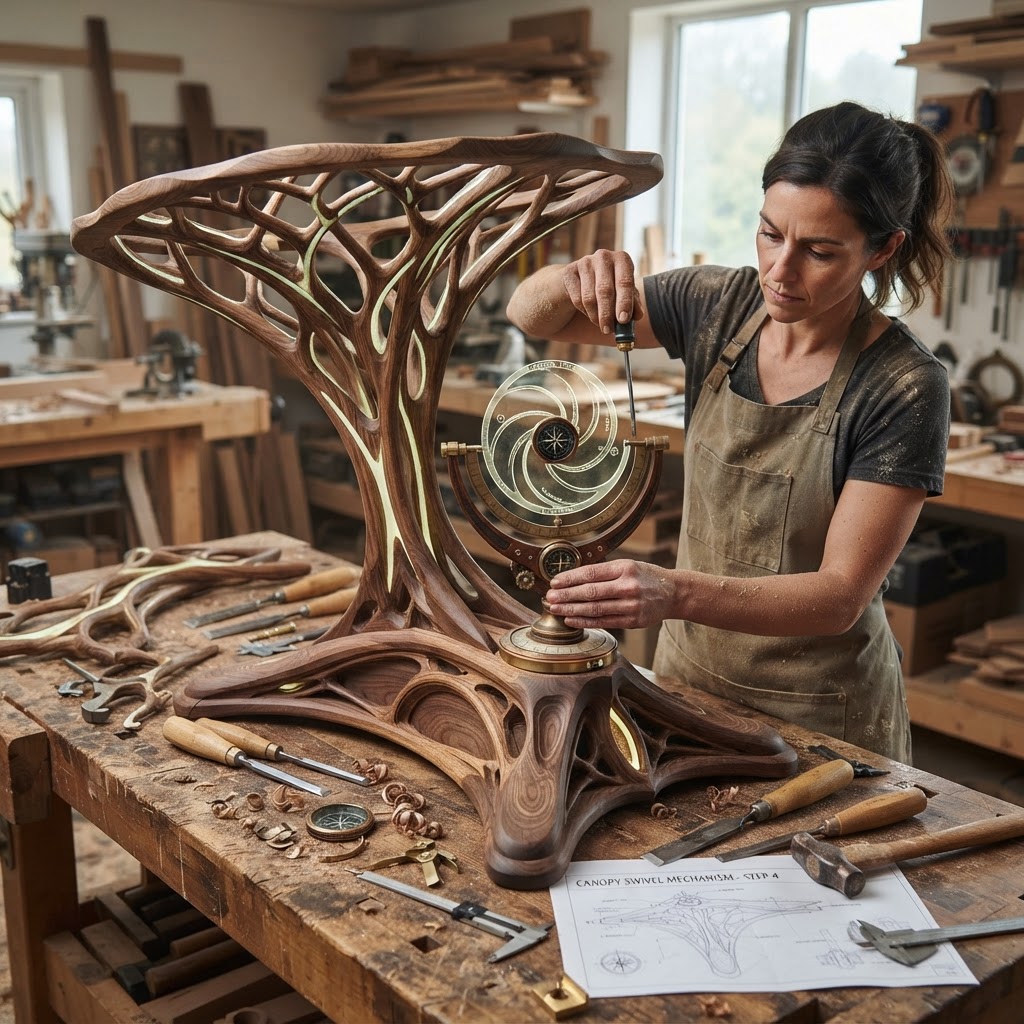 Bespoke Treetop Dendritic Mycelium-Infused Phyto-Luminous Sap-Flow Canopy Aurora-Vane Writing Console — step 4