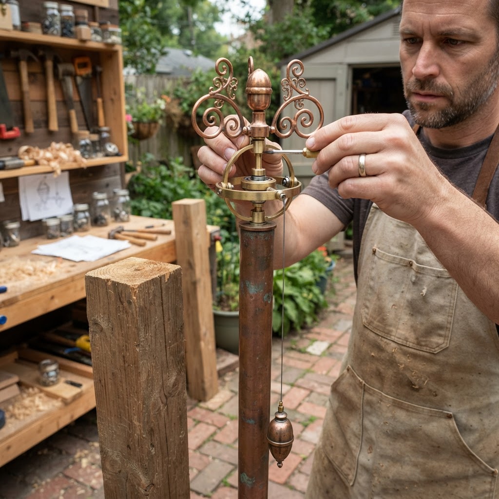 Vintage Patinated Copper Victorian Foucault Pendulum Seed Oscillator — step 4