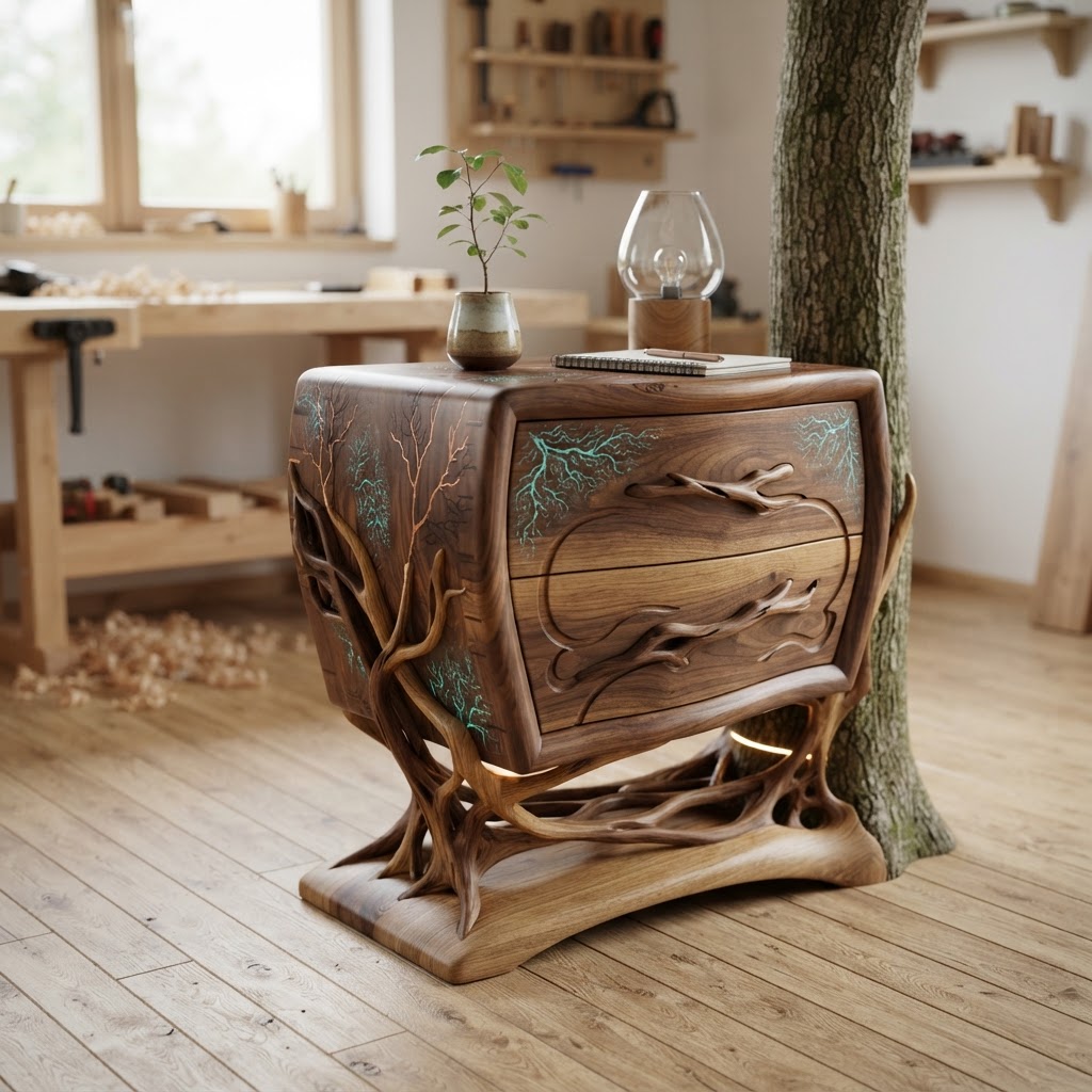 Bespoke Treetop Dendritic Mycelium-Infused Phyto-Magnetic Sap-Flow Canopy Aurora-Vane Bedside Commode
