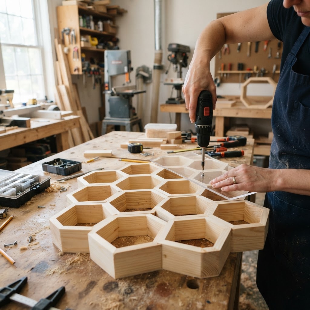 Hexagonal Honeycomb Beehive Seed Station — step 3
