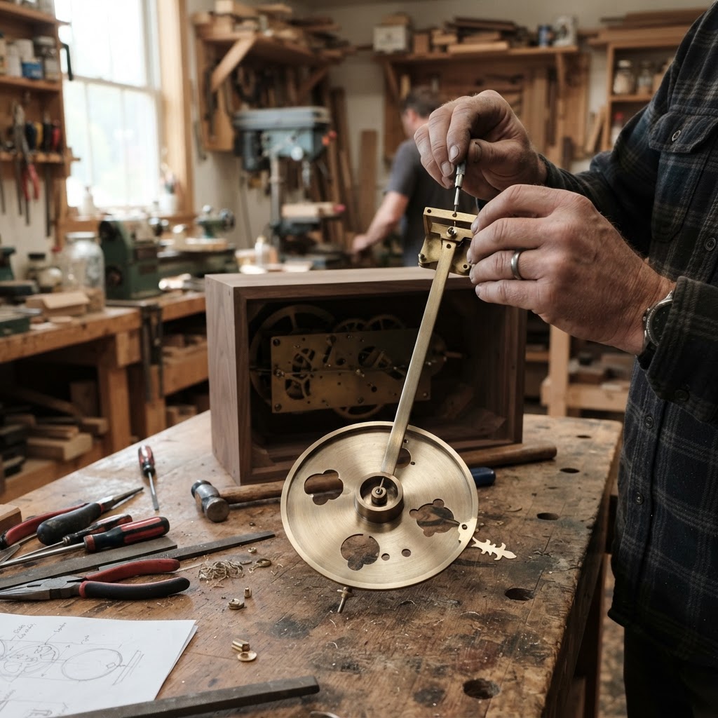 Vintage Brass Clockwork Pendulum Seed Timepiece — step 2