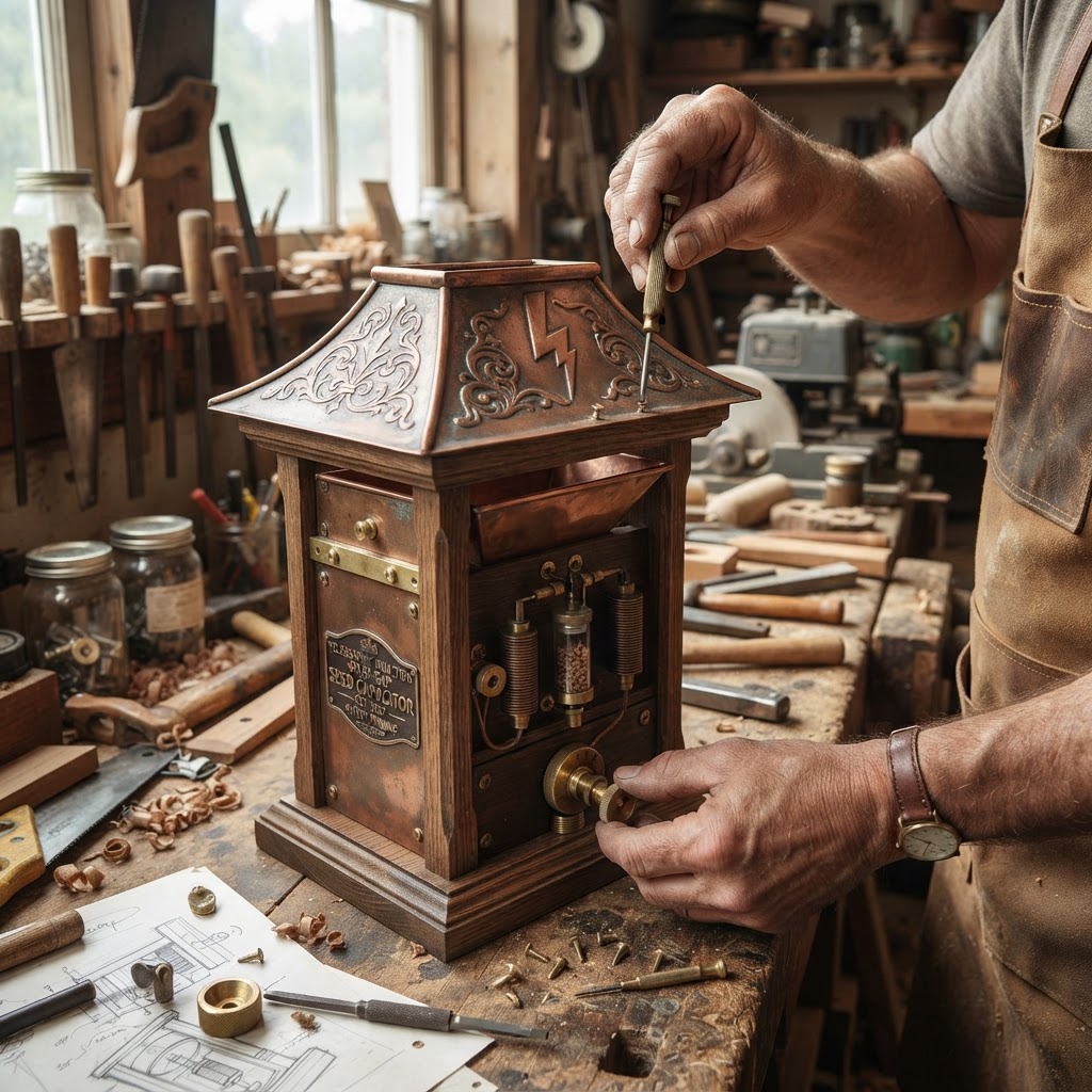 Vintage Patinated Copper Victorian Telegraphic Induction Spark-Gap Seed Capacitor — step 4