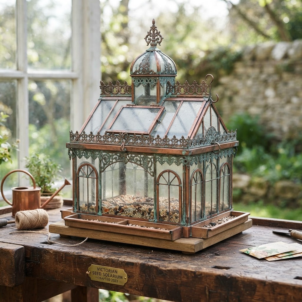 Vintage Patinated Copper Victorian Greenhouse Seed Solarium