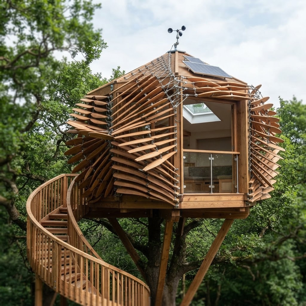 Anemometer-Driven Kinetic Wind-Sculpture Perch