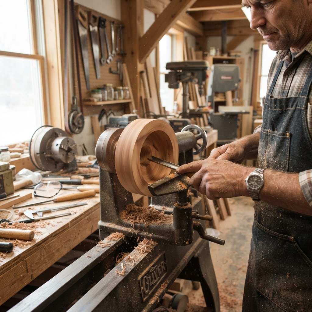 Vintage Patinated Copper Ship's Wheel Seed Spreader — step 1